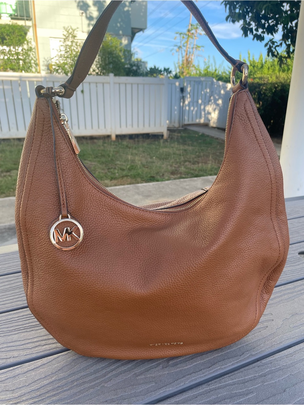 Michael Kors Cognac Pebbled Leather Hobo Bag